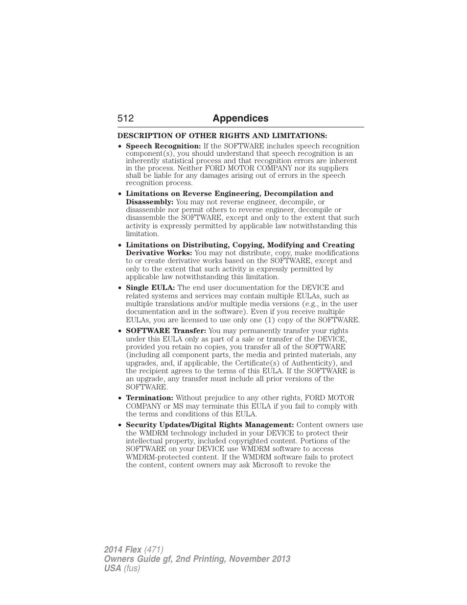 512 appendices | FORD 2014 Flex v.2 User Manual | Page 513 / 555