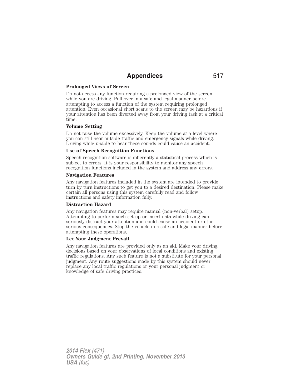 Appendices 517 | FORD 2014 Flex v.2 User Manual | Page 518 / 555