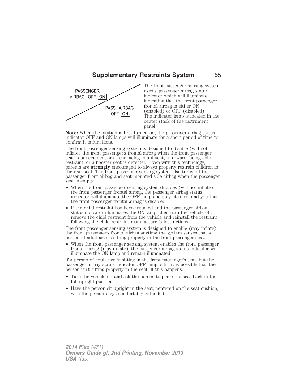 Supplementary restraints system 55 | FORD 2014 Flex v.2 User Manual | Page 56 / 555