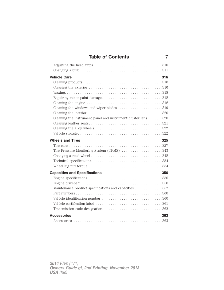 Table of contents 7 | FORD 2014 Flex v.2 User Manual | Page 8 / 555