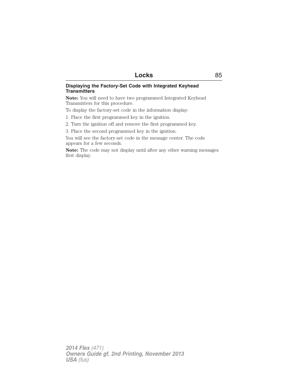 Locks 85 | FORD 2014 Flex v.2 User Manual | Page 86 / 555
