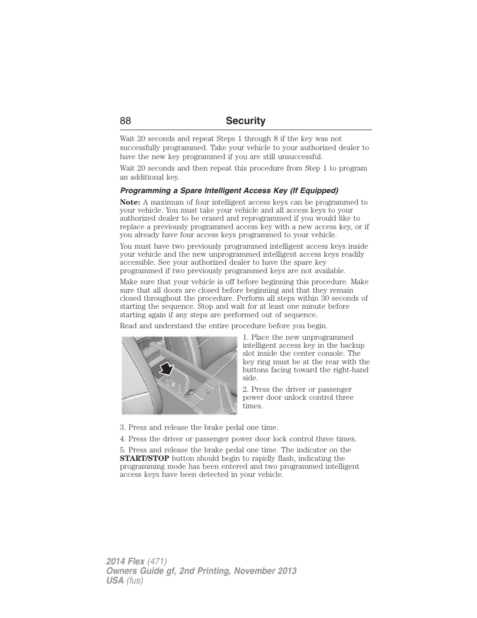 88 security | FORD 2014 Flex v.2 User Manual | Page 89 / 555