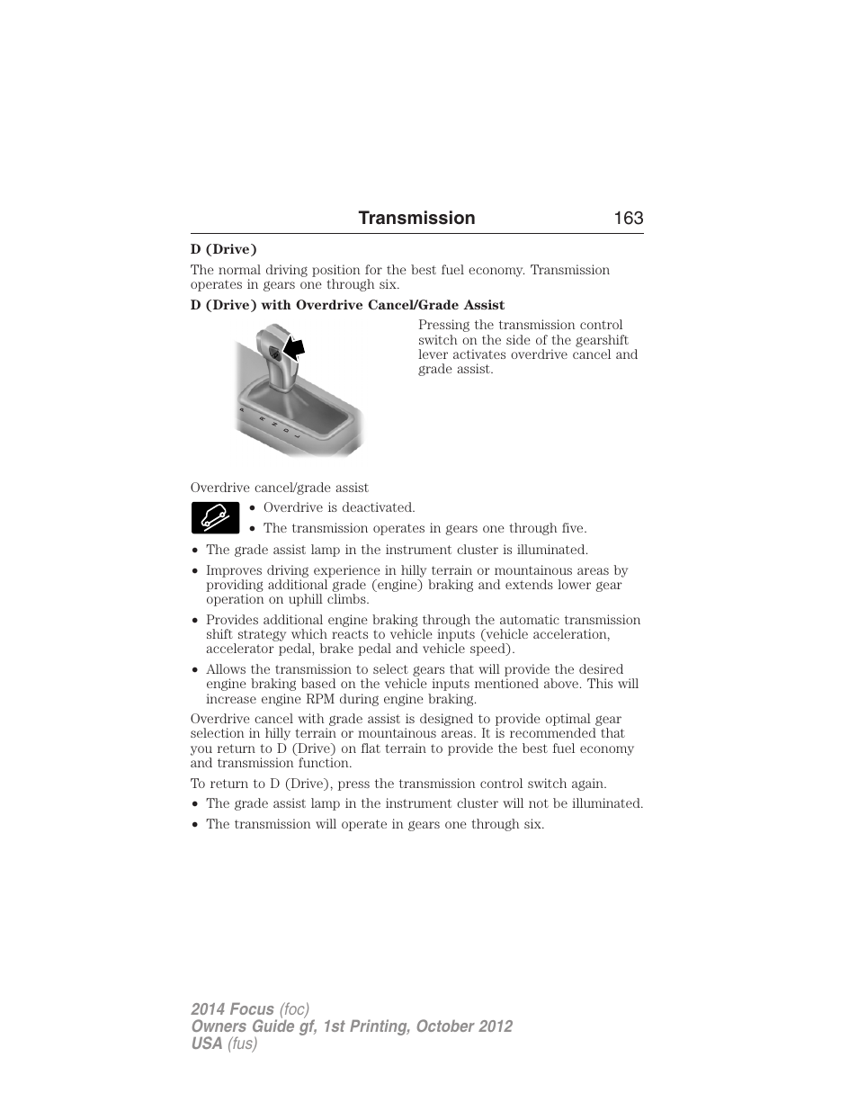 Transmission 163 | FORD 2014 Focus v.1 User Manual | Page 164 / 492