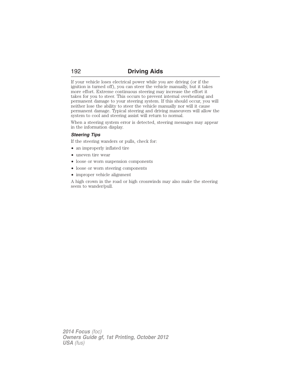 Steering tips | FORD 2014 Focus v.1 User Manual | Page 193 / 492