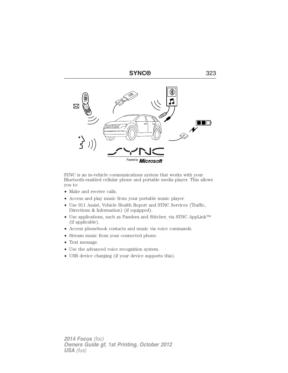 Sync | FORD 2014 Focus v.1 User Manual | Page 324 / 492