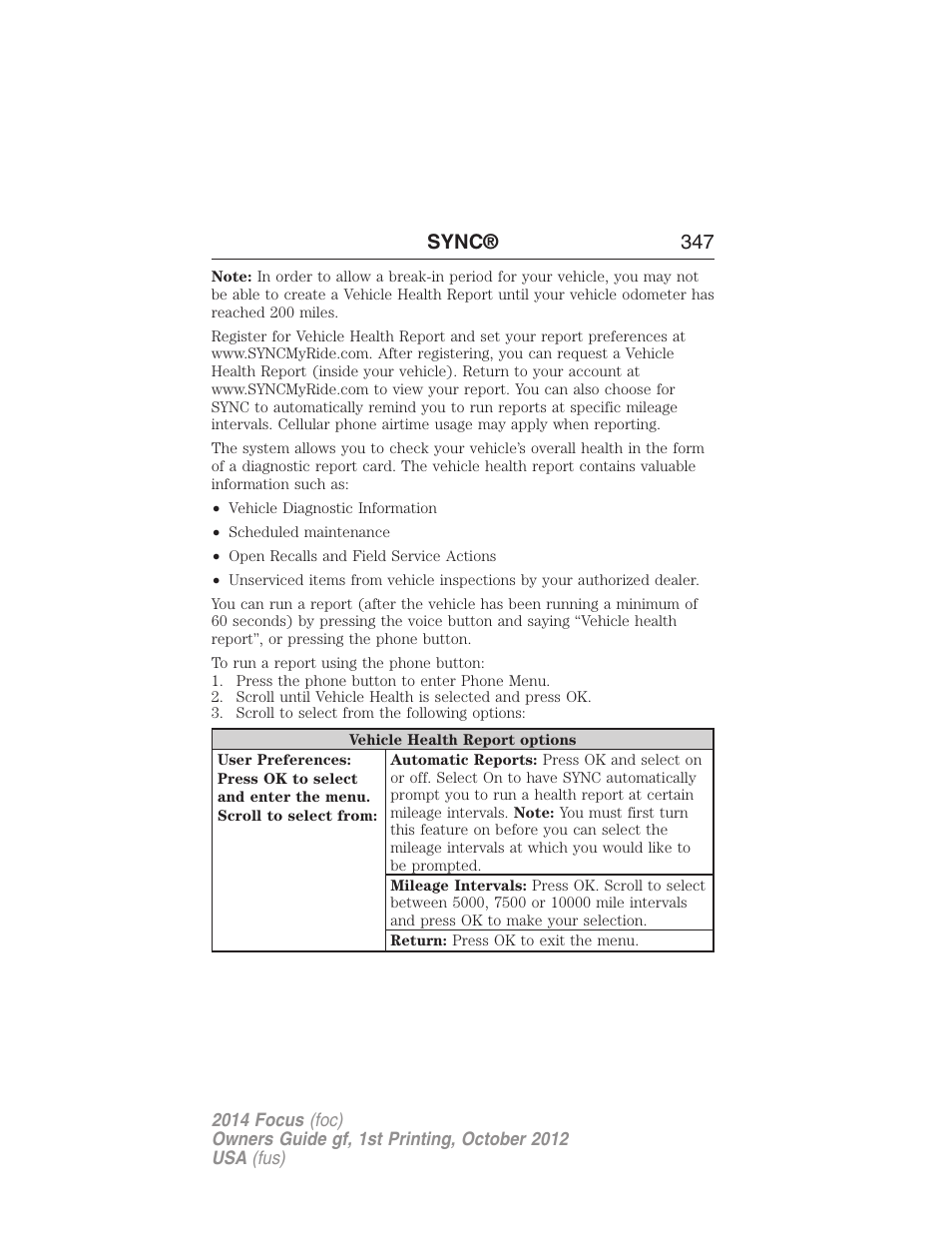 Sync® 347 | FORD 2014 Focus v.1 User Manual | Page 348 / 492