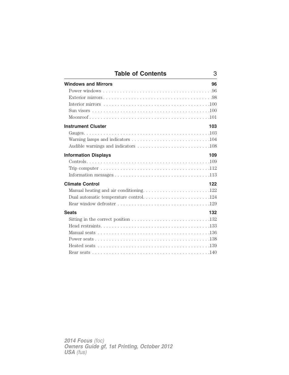 Table of contents 3 | FORD 2014 Focus v.1 User Manual | Page 4 / 492