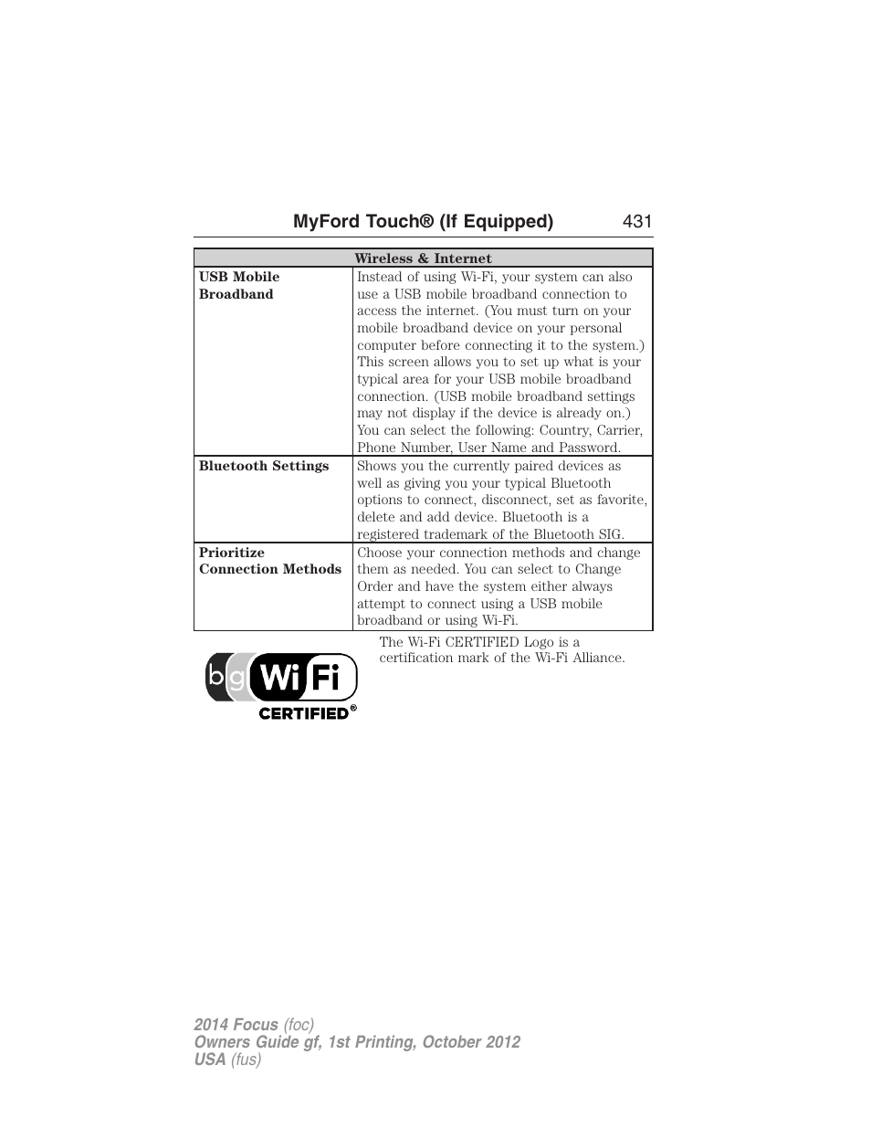 Myford touch® (if equipped) 431 | FORD 2014 Focus v.1 User Manual | Page 432 / 492