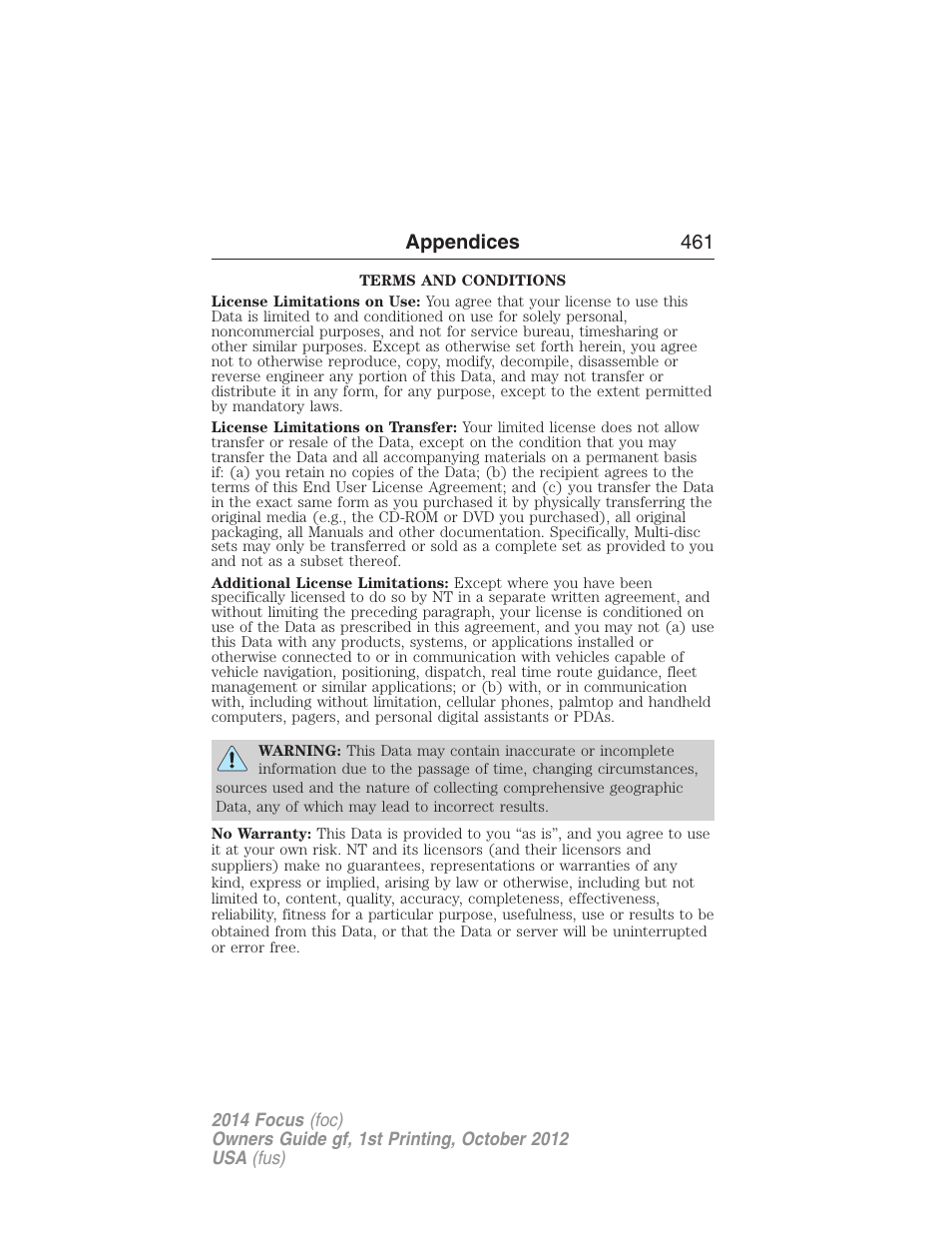 Appendices 461 | FORD 2014 Focus v.1 User Manual | Page 462 / 492
