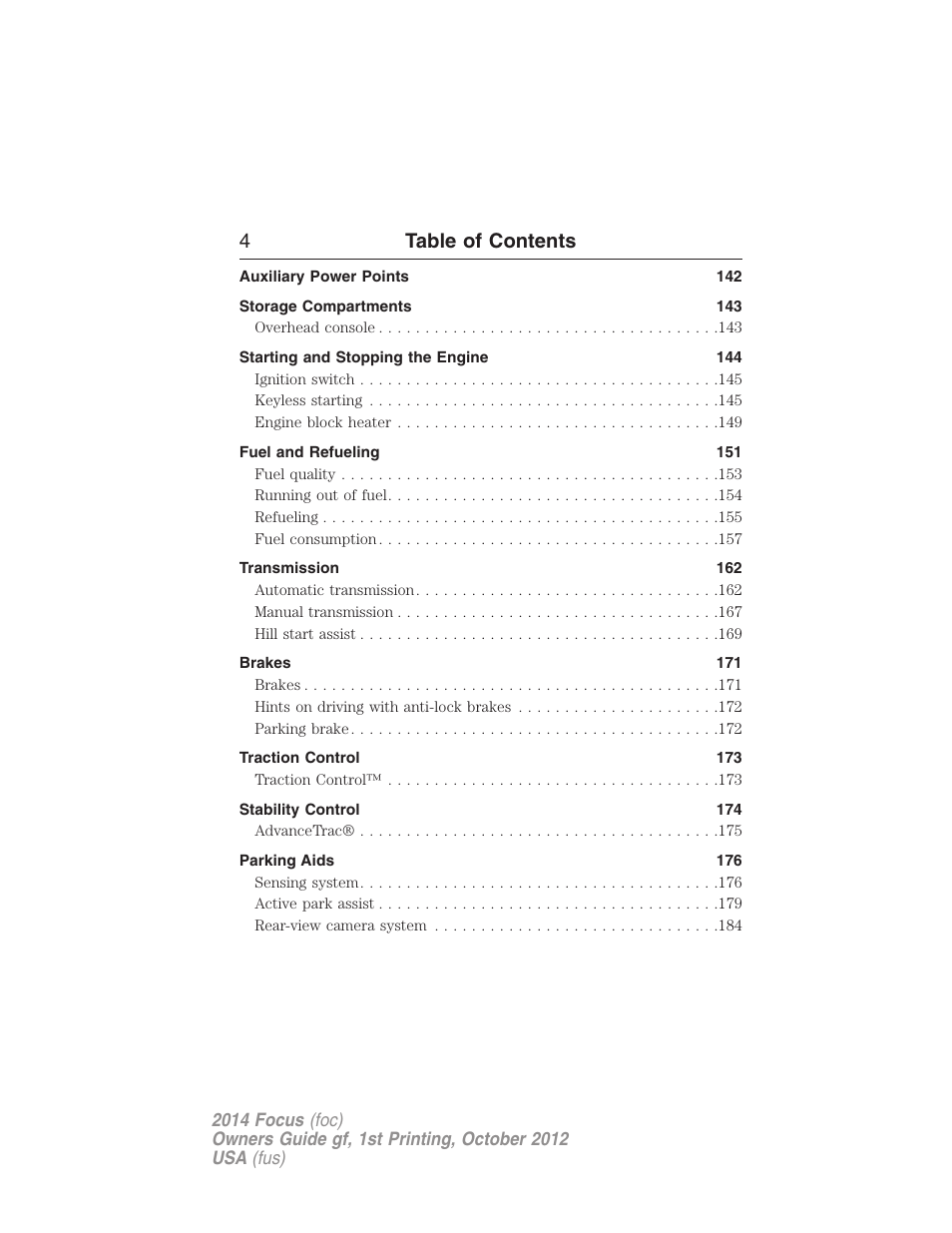 4table of contents | FORD 2014 Focus v.1 User Manual | Page 5 / 492