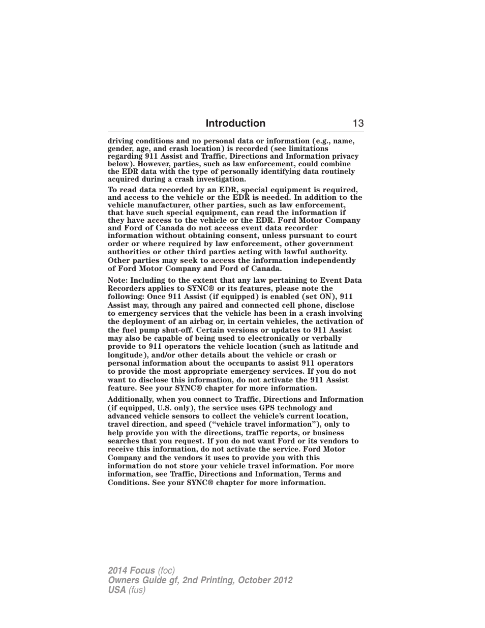 FORD 2014 Focus v.2 User Manual | Page 14 / 488