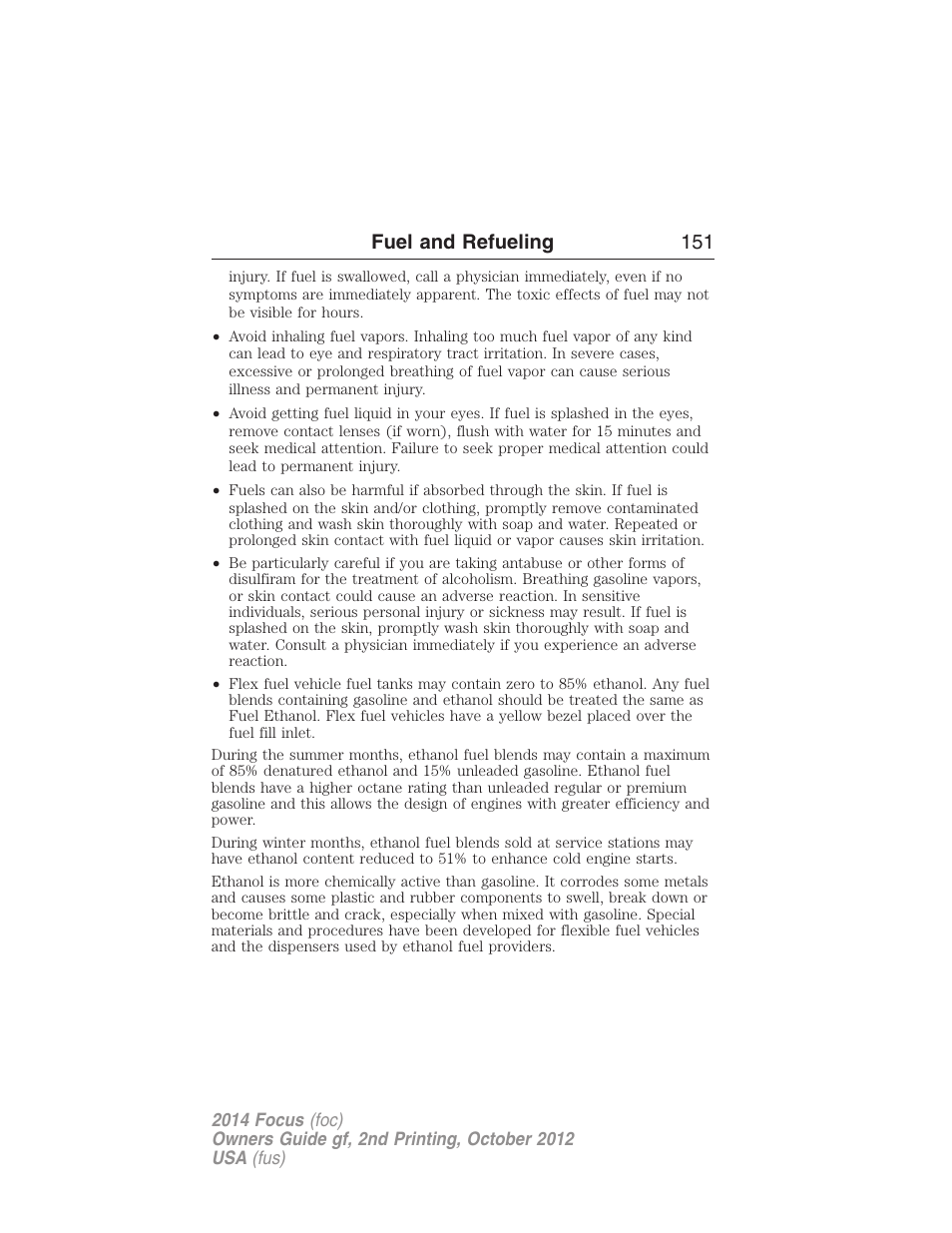 Fuel and refueling 151 | FORD 2014 Focus v.2 User Manual | Page 152 / 488