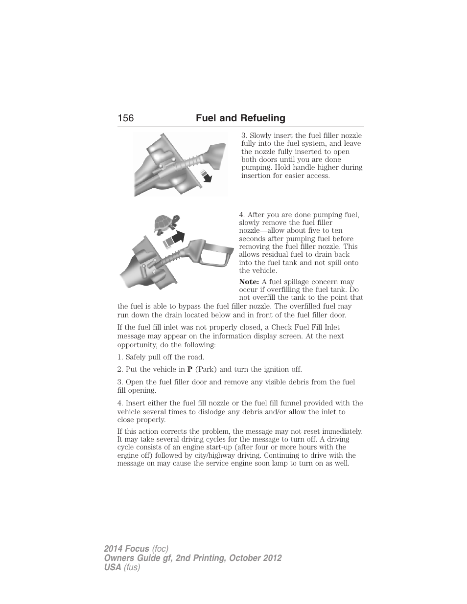 156 fuel and refueling | FORD 2014 Focus v.2 User Manual | Page 157 / 488