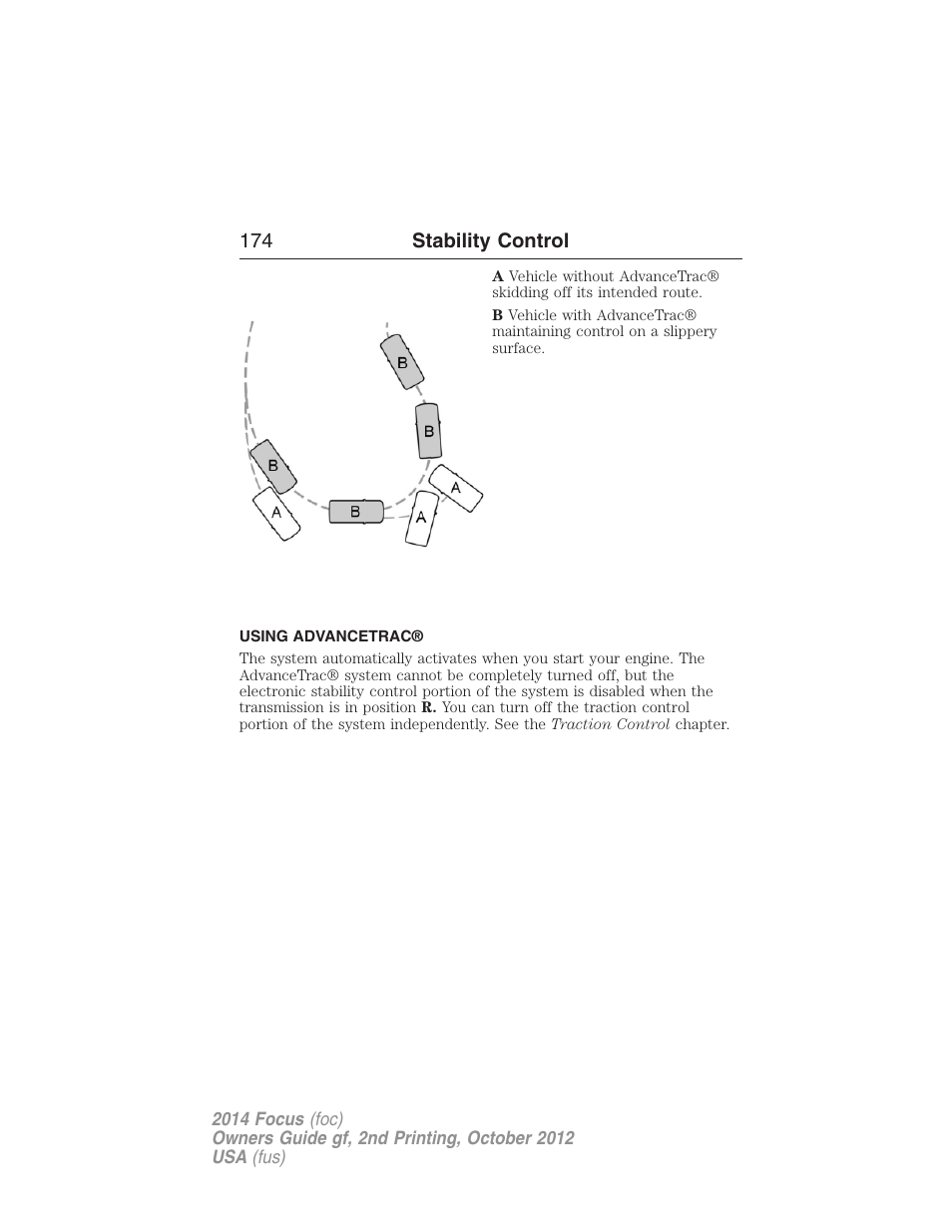 Using advancetrac | FORD 2014 Focus v.2 User Manual | Page 175 / 488