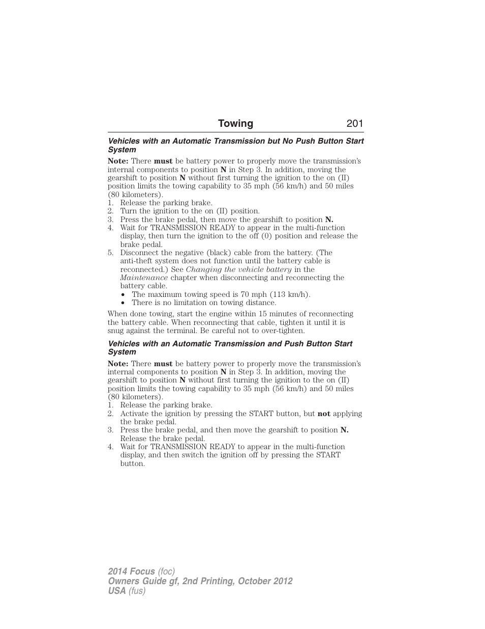 Towing 201 | FORD 2014 Focus v.2 User Manual | Page 202 / 488