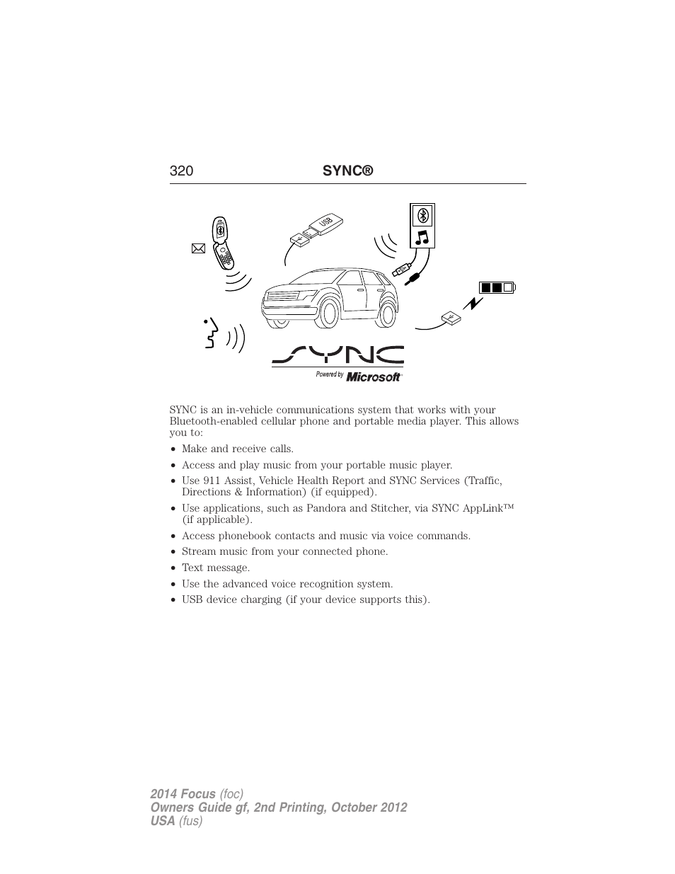 Sync | FORD 2014 Focus v.2 User Manual | Page 321 / 488
