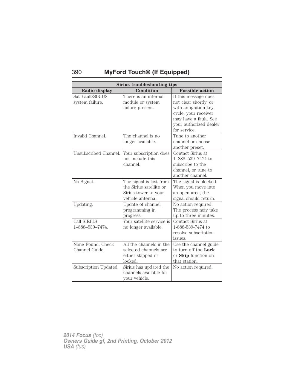 390 myford touch® (if equipped) | FORD 2014 Focus v.2 User Manual | Page 391 / 488