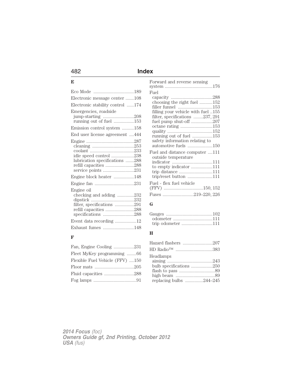 482 index | FORD 2014 Focus v.2 User Manual | Page 483 / 488