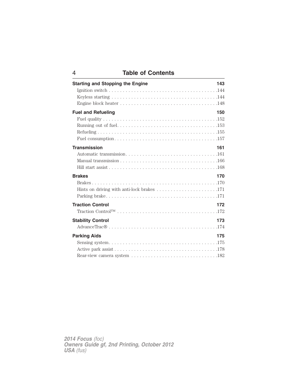 4table of contents | FORD 2014 Focus v.2 User Manual | Page 5 / 488