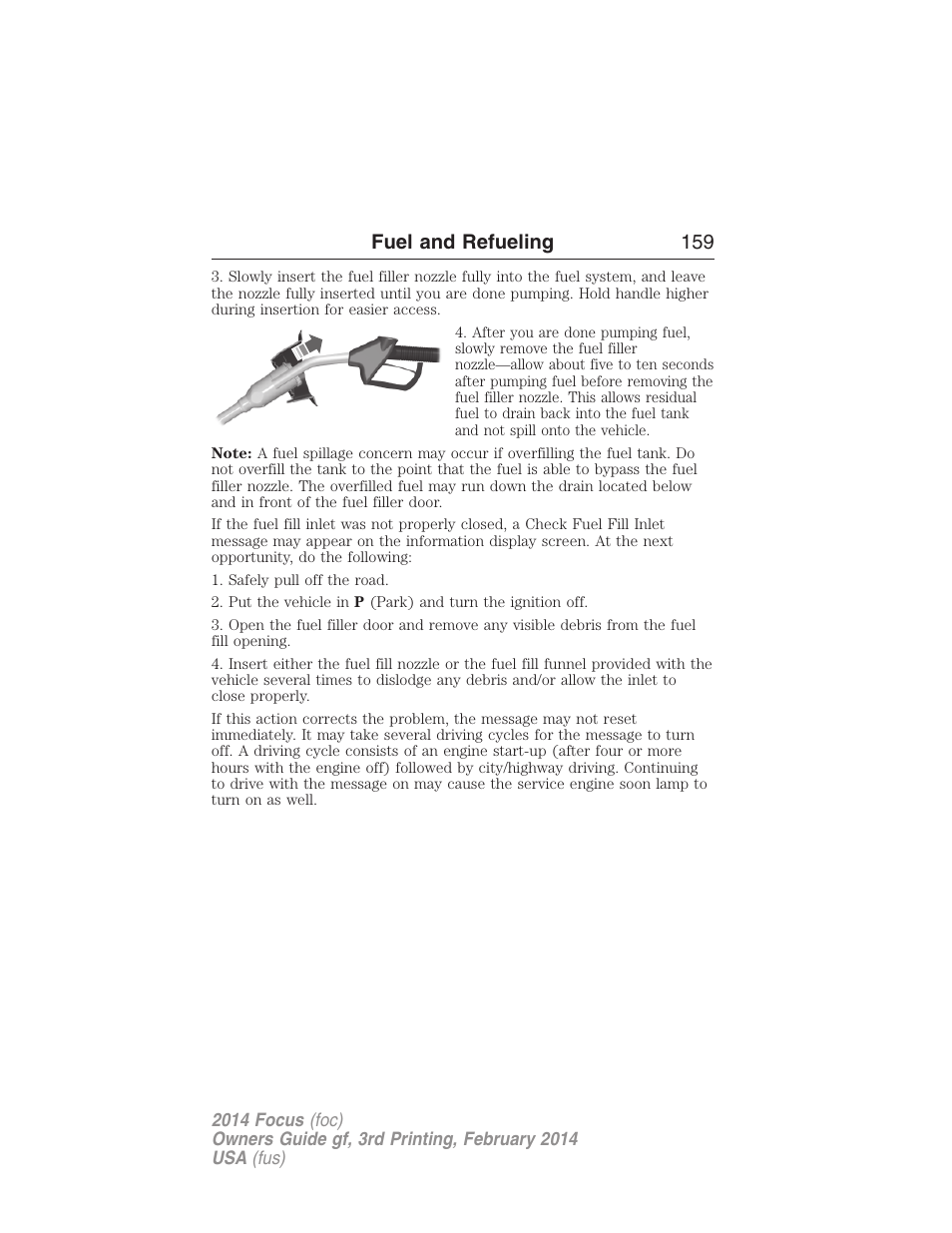 Fuel and refueling 159 | FORD 2014 Focus v.3 User Manual | Page 160 / 494