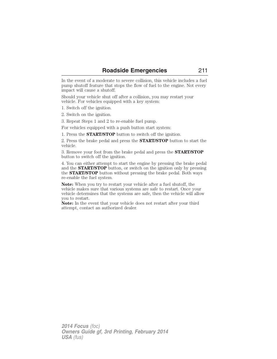 Roadside emergencies 211 | FORD 2014 Focus v.3 User Manual | Page 212 / 494