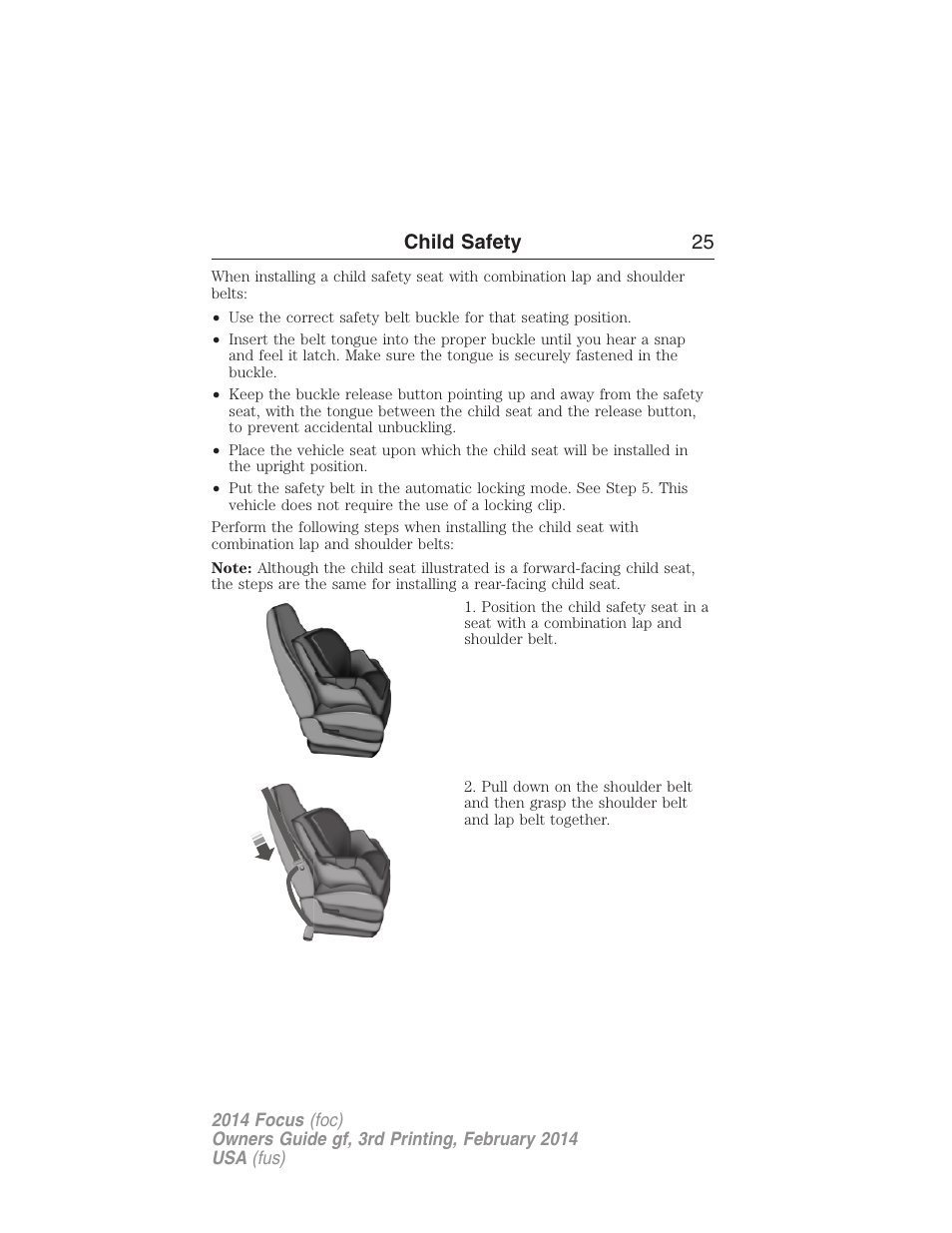 Child safety 25 | FORD 2014 Focus v.3 User Manual | Page 26 / 494