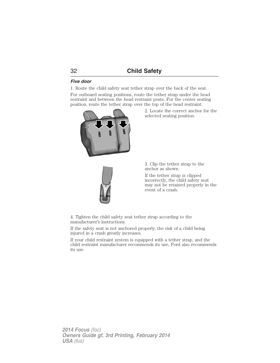 Five door, 32 child safety | FORD 2014 Focus v.3 User Manual | Page 33 / 494