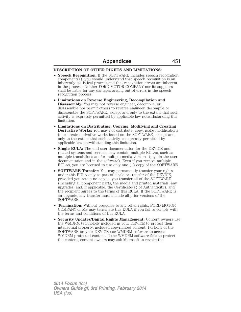 Appendices 451 | FORD 2014 Focus v.3 User Manual | Page 452 / 494