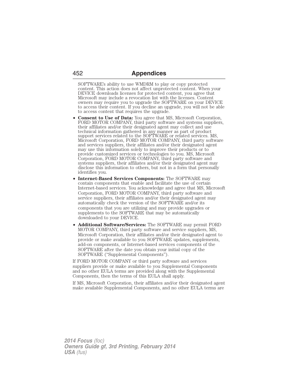 452 appendices | FORD 2014 Focus v.3 User Manual | Page 453 / 494