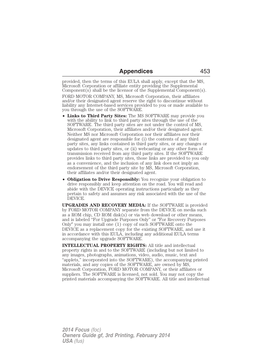 Appendices 453 | FORD 2014 Focus v.3 User Manual | Page 454 / 494