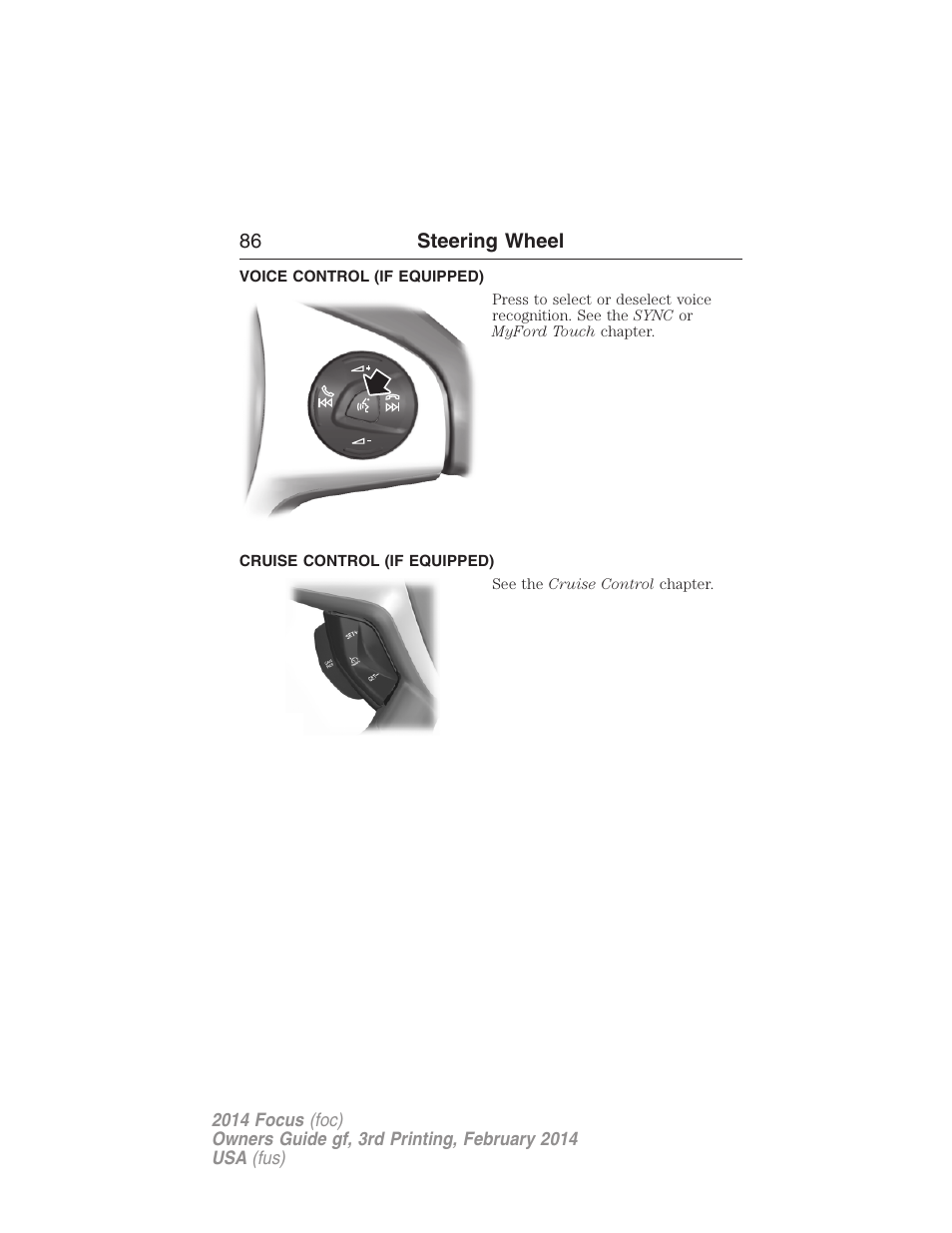 Voice control (if equipped), Cruise control (if equipped) | FORD 2014 Focus v.3 User Manual | Page 87 / 494