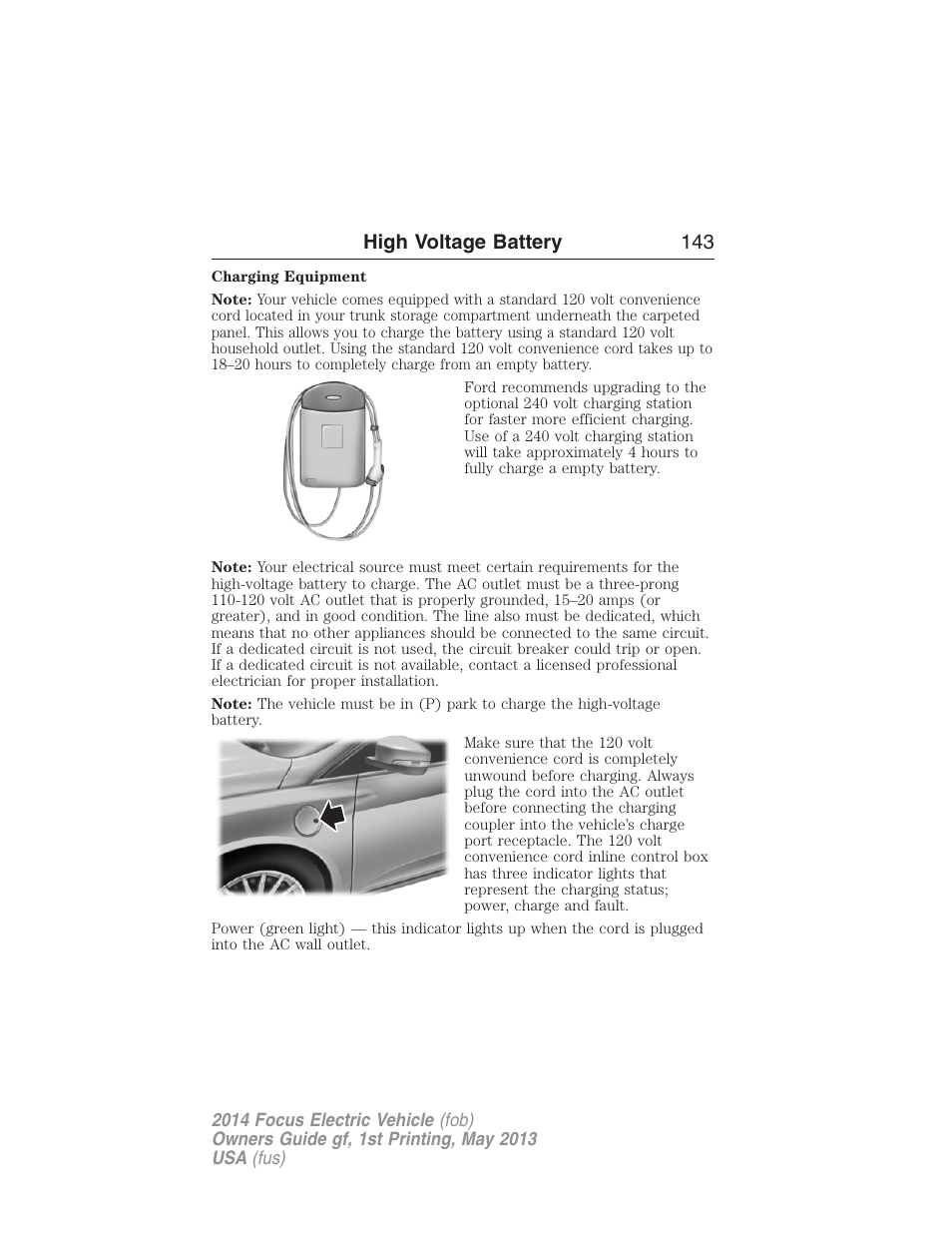 High voltage battery 143 | FORD 2014 Focus Electric User Manual | Page 144 / 403