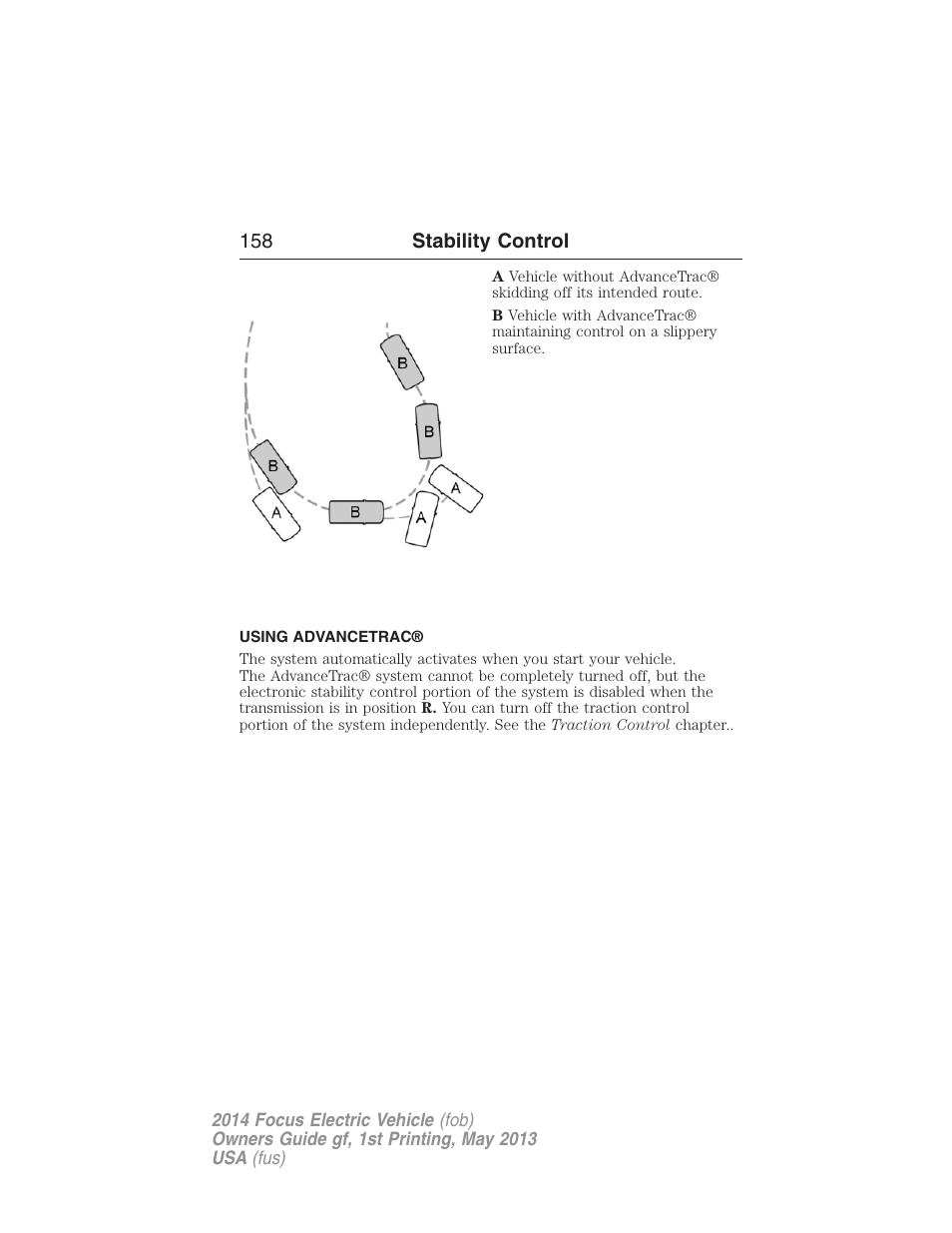 Using advancetrac | FORD 2014 Focus Electric User Manual | Page 159 / 403