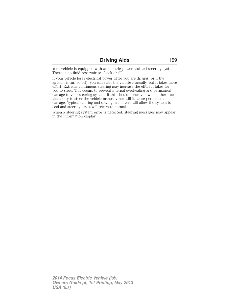 FORD 2014 Focus Electric User Manual | Page 170 / 403