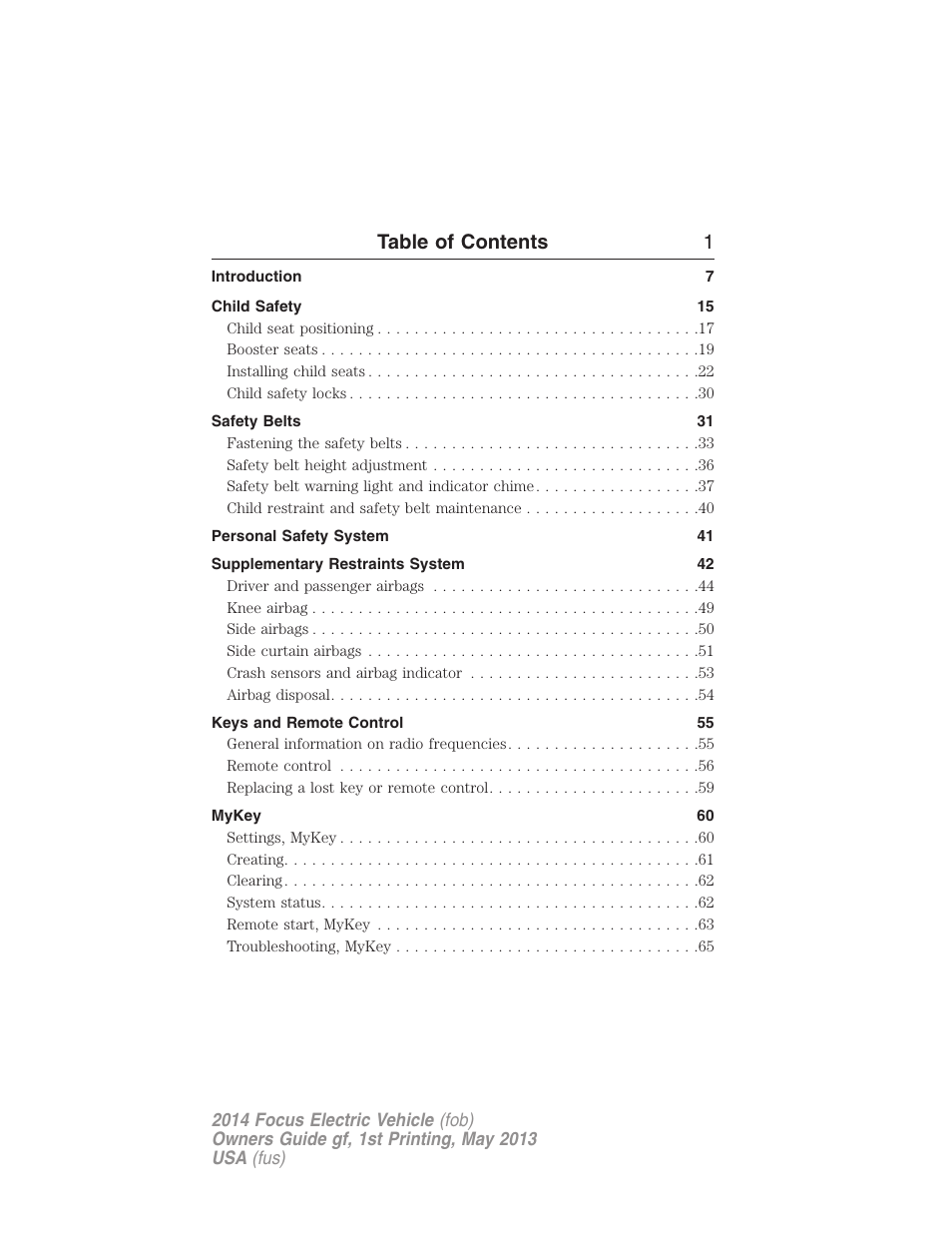 FORD 2014 Focus Electric User Manual | Page 2 / 403