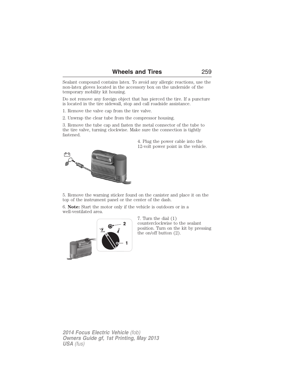 Wheels and tires 259 | FORD 2014 Focus Electric User Manual | Page 260 / 403