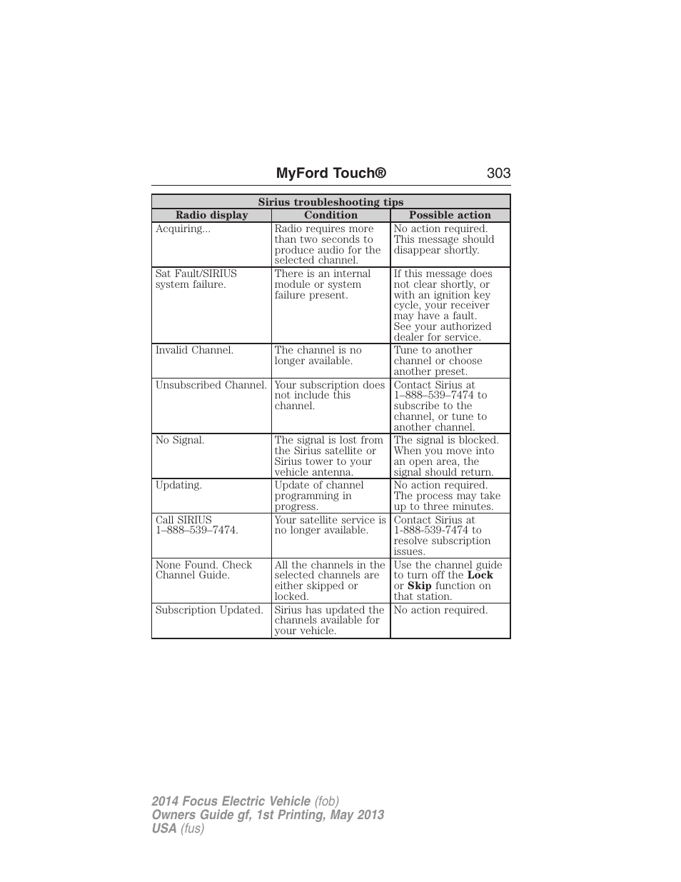 Myford touch® 303 | FORD 2014 Focus Electric User Manual | Page 304 / 403