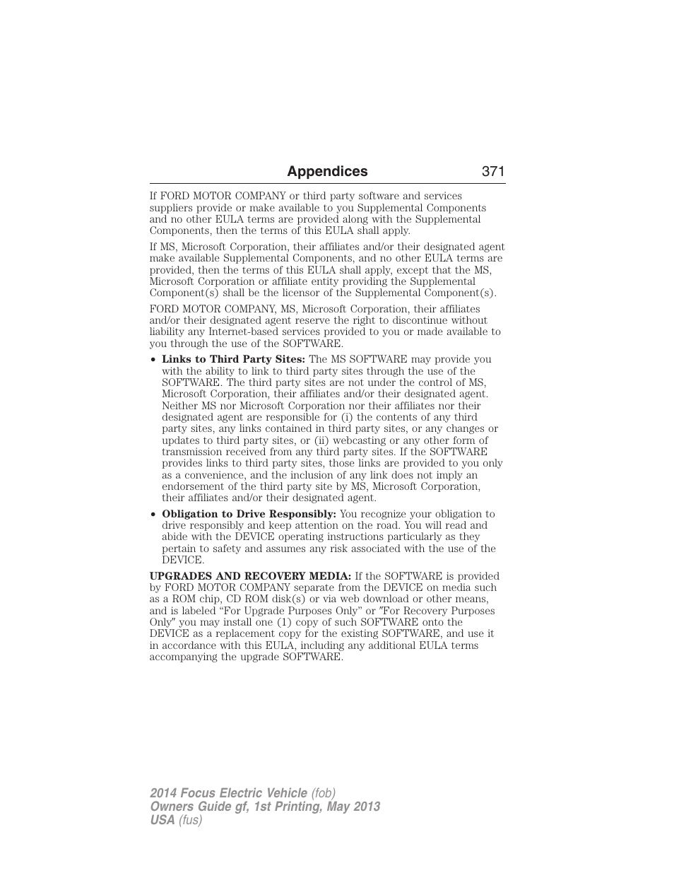 Appendices 371 | FORD 2014 Focus Electric User Manual | Page 372 / 403