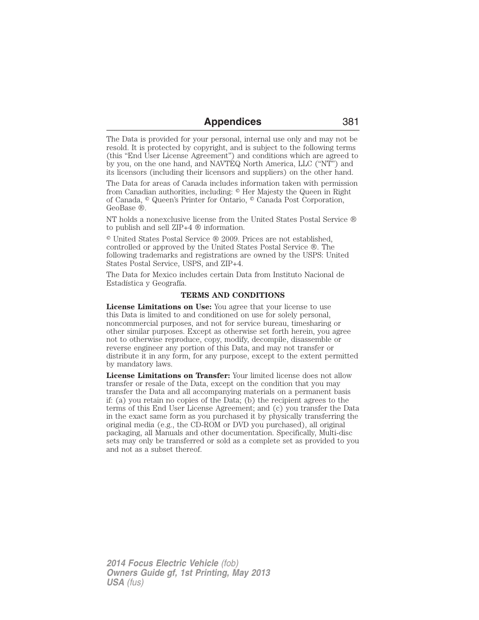 Appendices 381 | FORD 2014 Focus Electric User Manual | Page 382 / 403