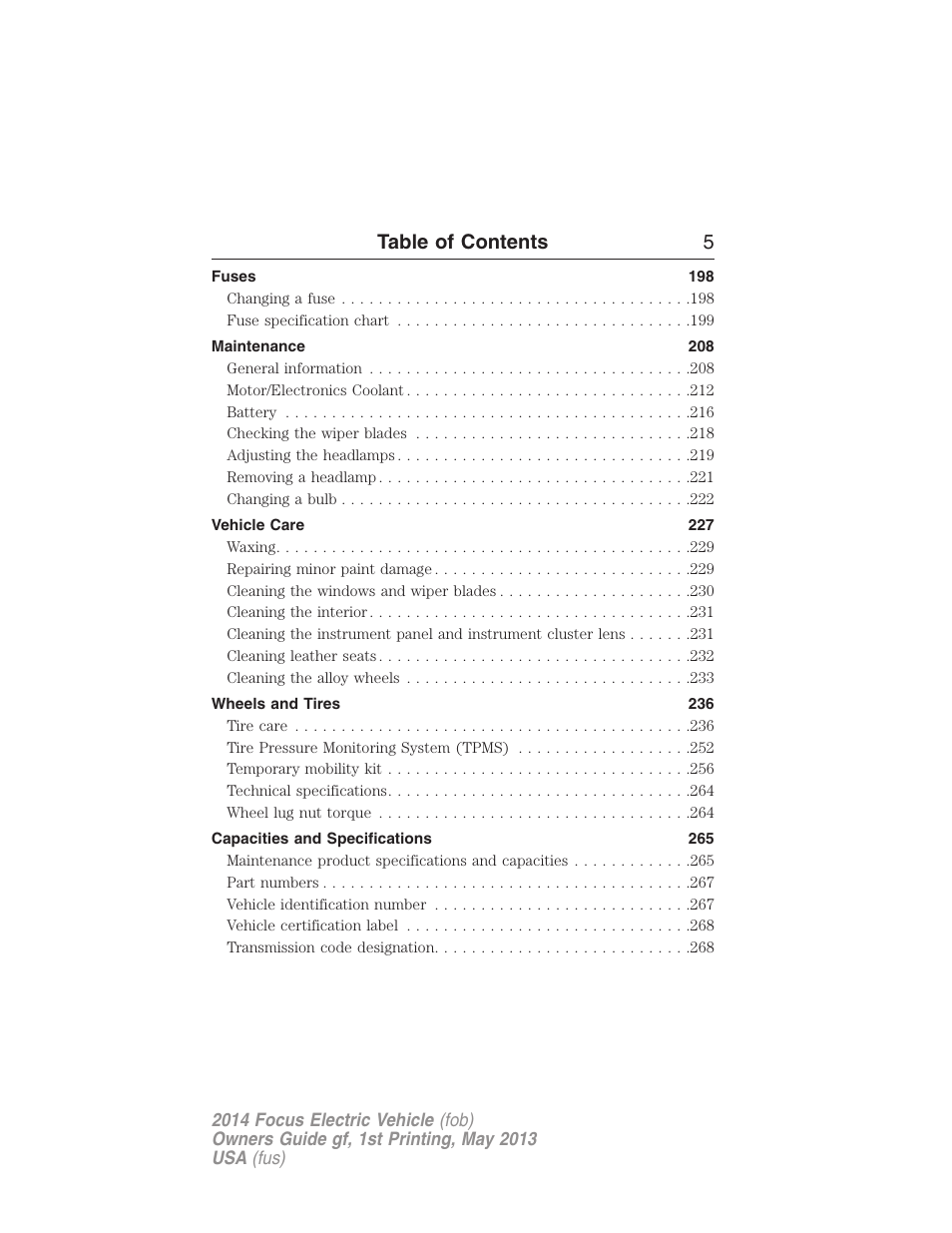 Table of contents 5 | FORD 2014 Focus Electric User Manual | Page 6 / 403
