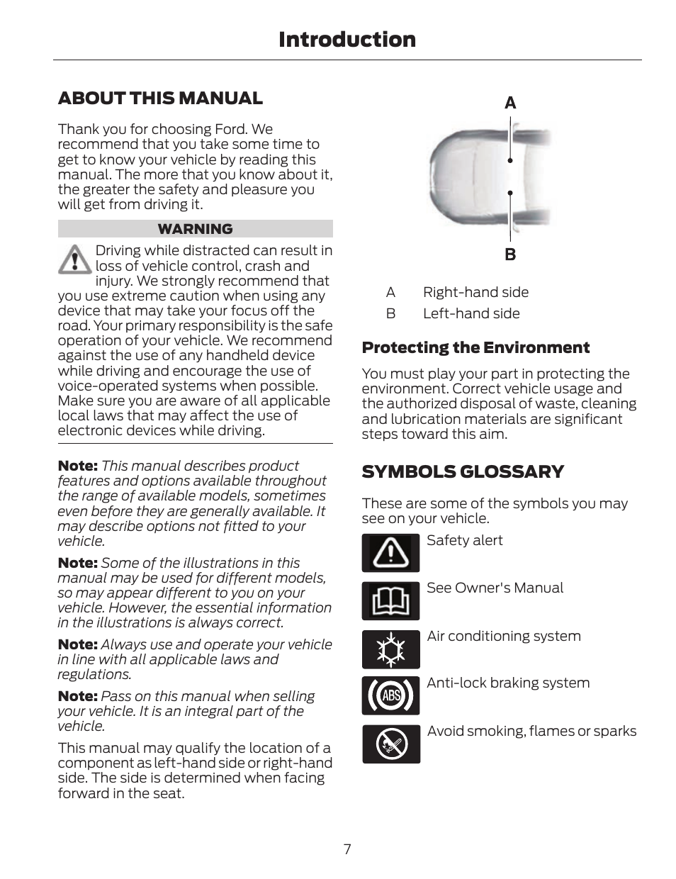 Introduction, About this manual, Symbols glossary | FORD 2014 Fusion v.1 User Manual | Page 10 / 457