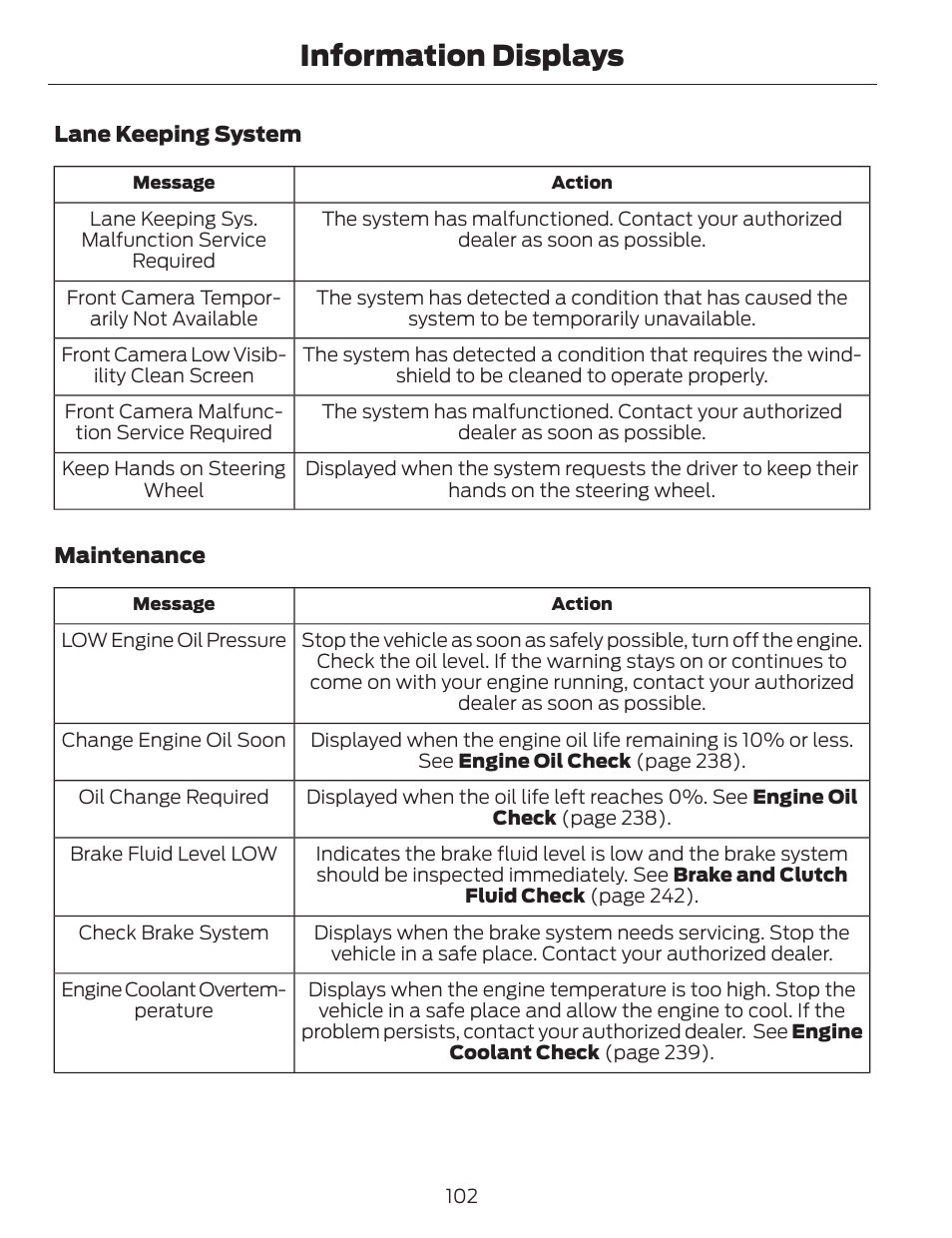 Information displays | FORD 2014 Fusion v.1 User Manual | Page 105 / 457