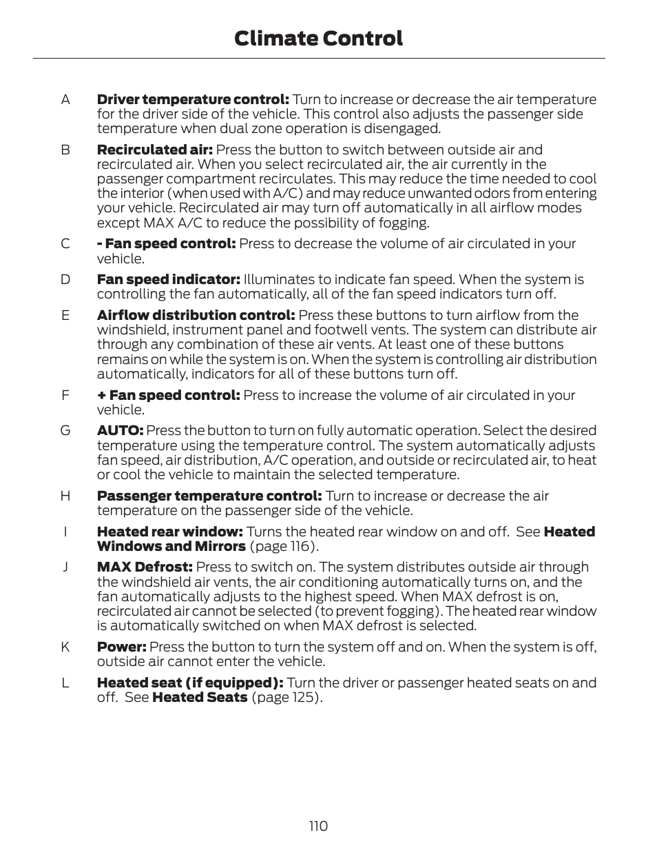 Climate control | FORD 2014 Fusion v.1 User Manual | Page 113 / 457