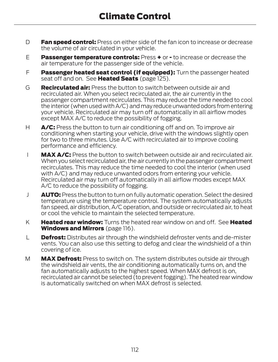 Climate control | FORD 2014 Fusion v.1 User Manual | Page 115 / 457