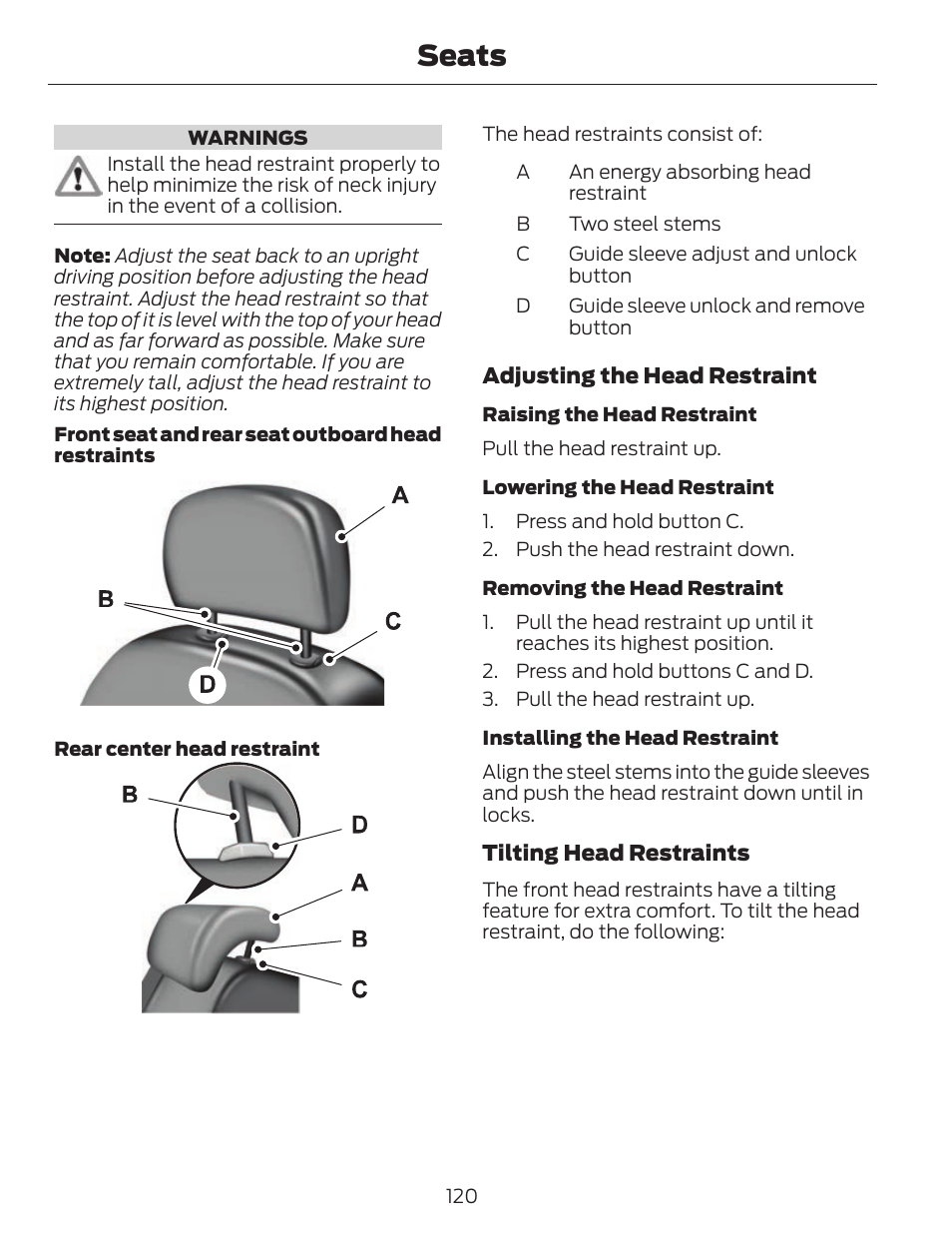 Seats | FORD 2014 Fusion v.1 User Manual | Page 123 / 457
