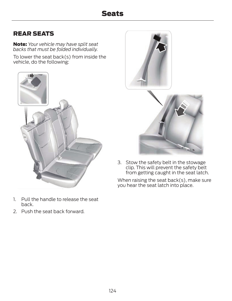 Seats, Rear seats | FORD 2014 Fusion v.1 User Manual | Page 127 / 457