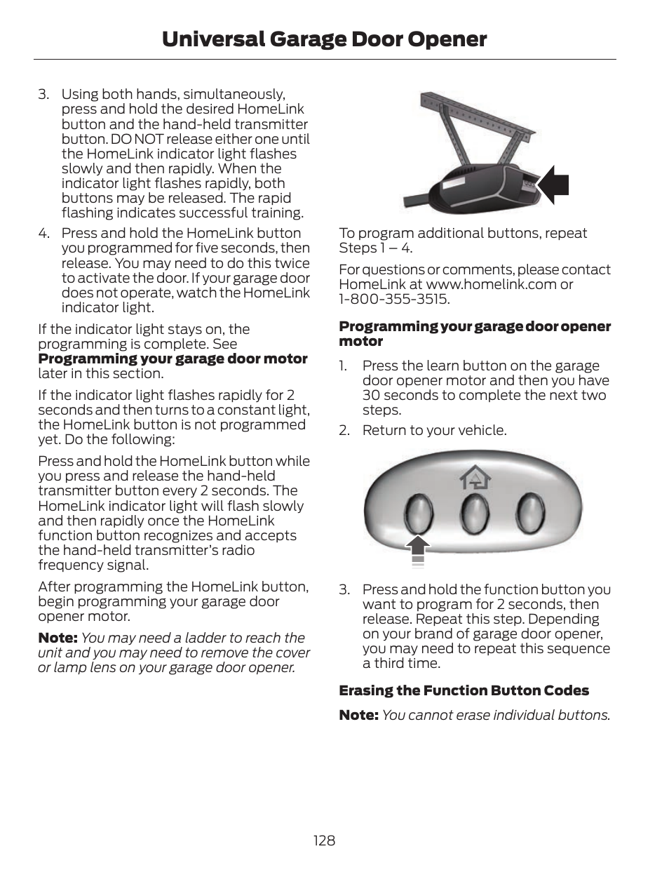 Universal garage door opener | FORD 2014 Fusion v.1 User Manual | Page 131 / 457