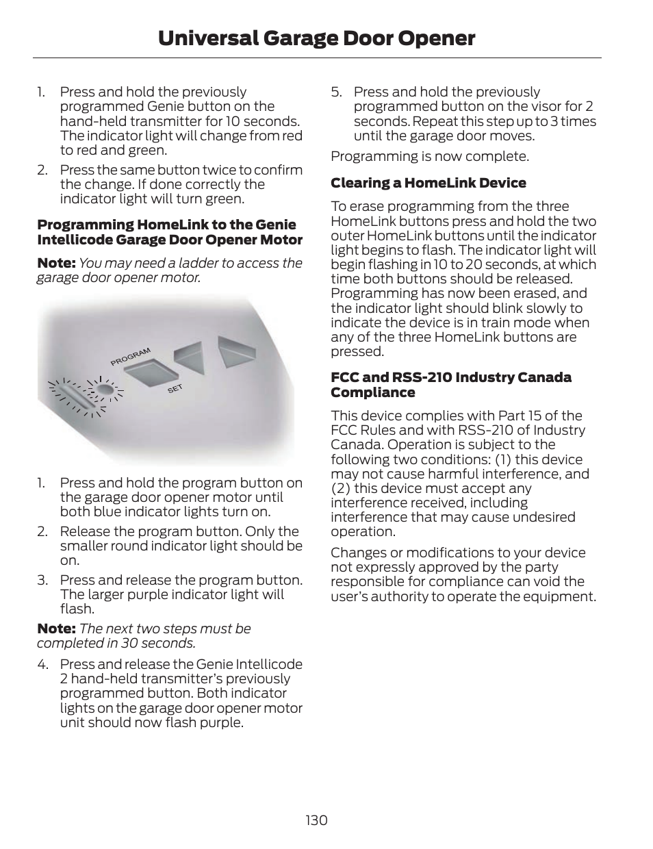 Universal garage door opener | FORD 2014 Fusion v.1 User Manual | Page 133 / 457