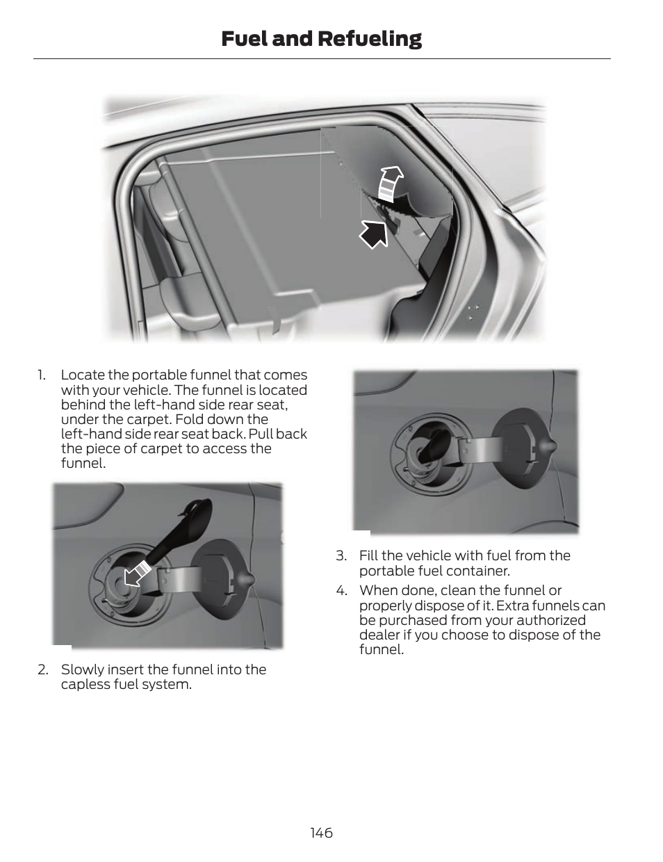 Fuel and refueling | FORD 2014 Fusion v.1 User Manual | Page 149 / 457