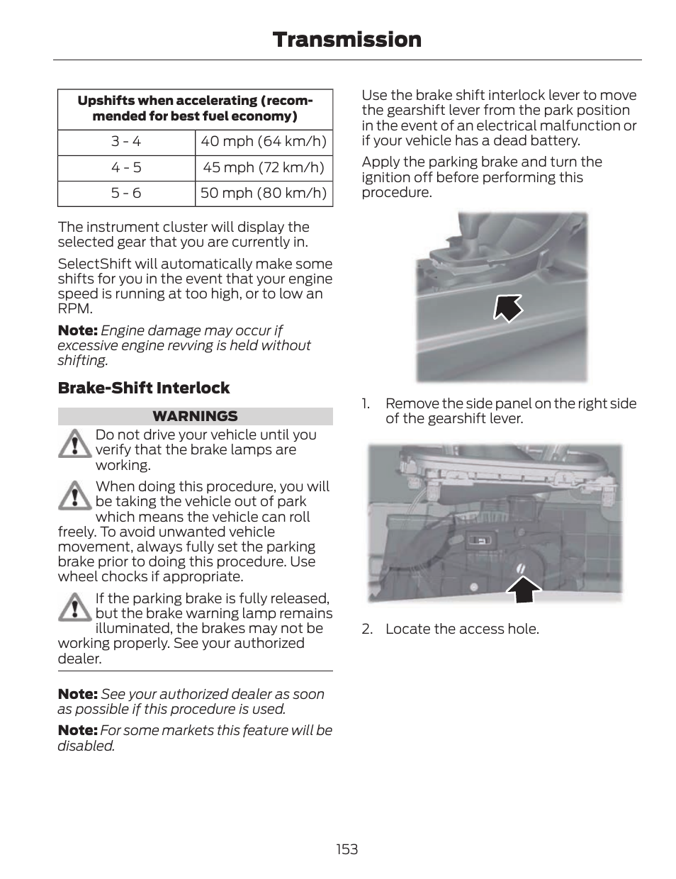 Transmission | FORD 2014 Fusion v.1 User Manual | Page 156 / 457